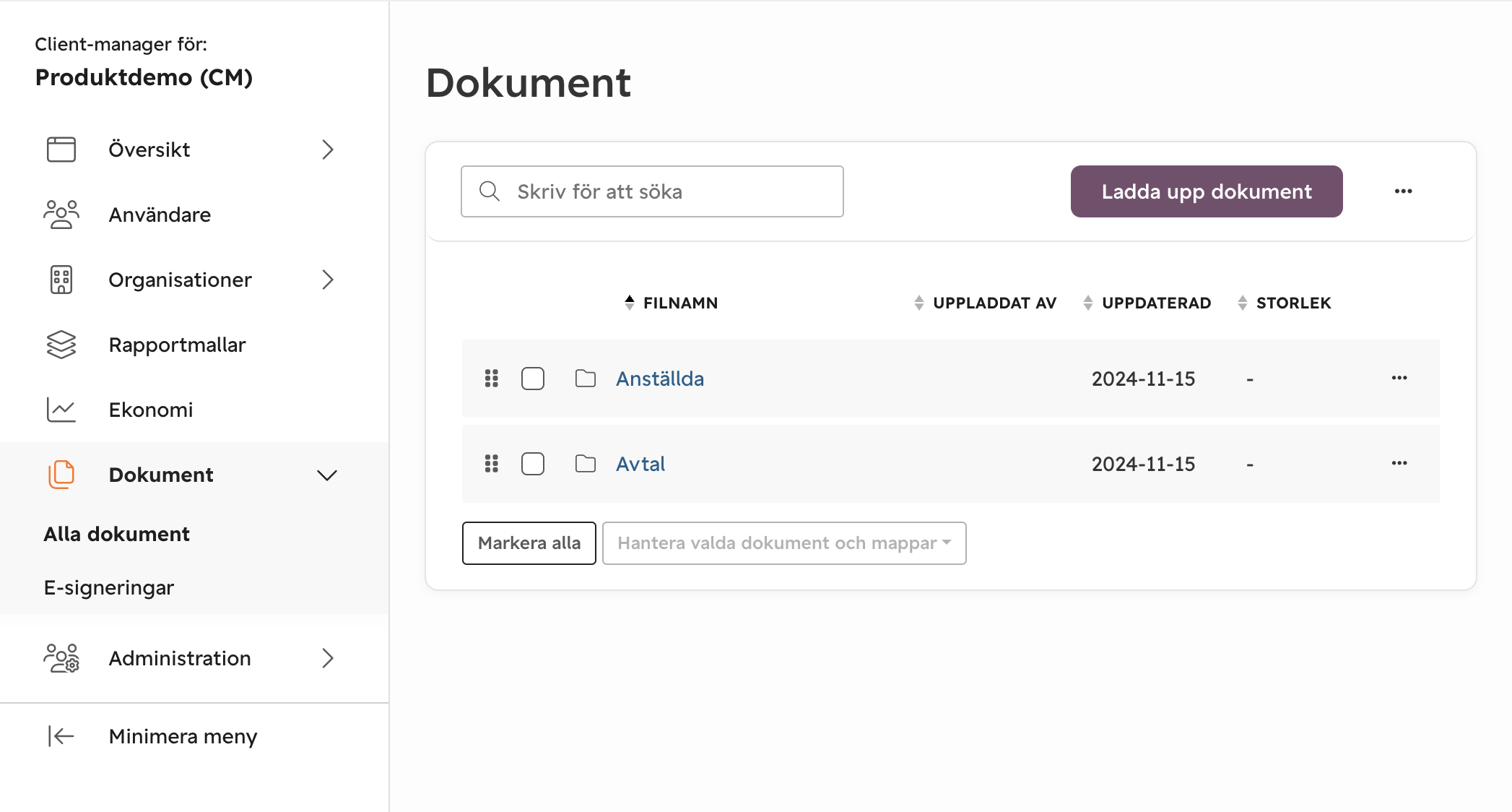 Gemensamt dokumentarkiv i Client Manager