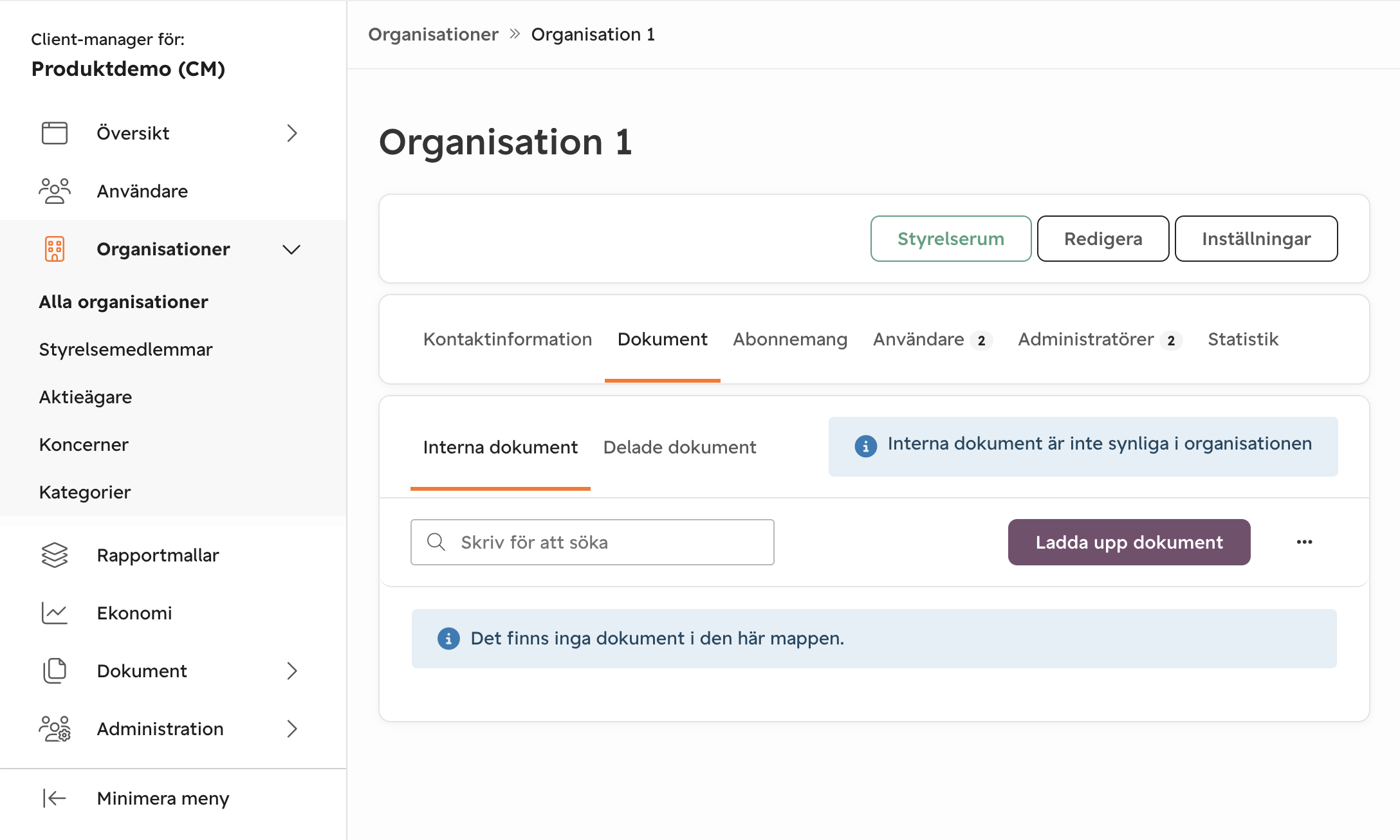 Dokumentarkiv för specifik organisation