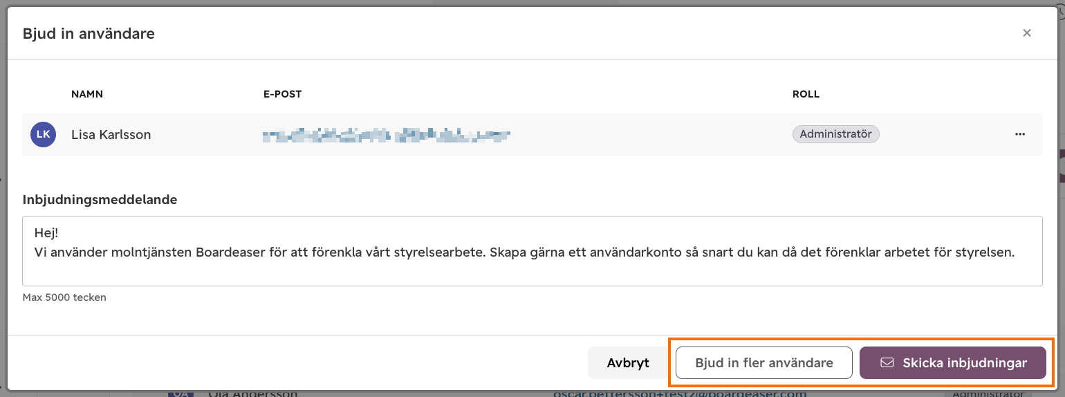 Klicka skicka inbjudningar