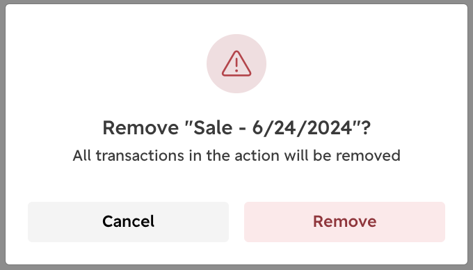 Confirm action removal